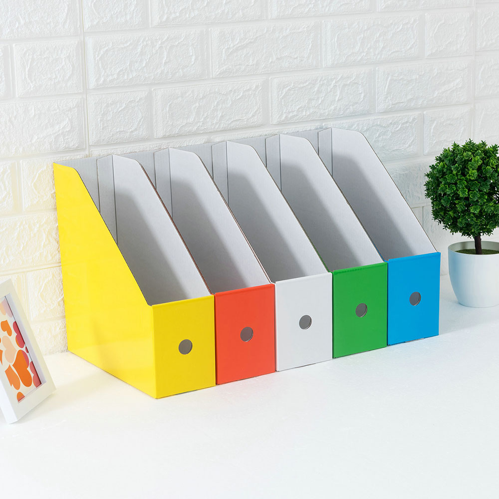 DIY 페이퍼 파일박스 5p세트(컬러) 화일꽂이(제작 로고 인쇄 홍보 기념품 판촉물)
